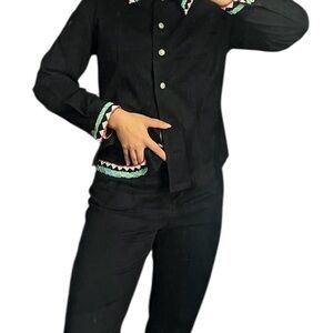 Christine Phillipe Western Beaded Black Jacket & Pants Set